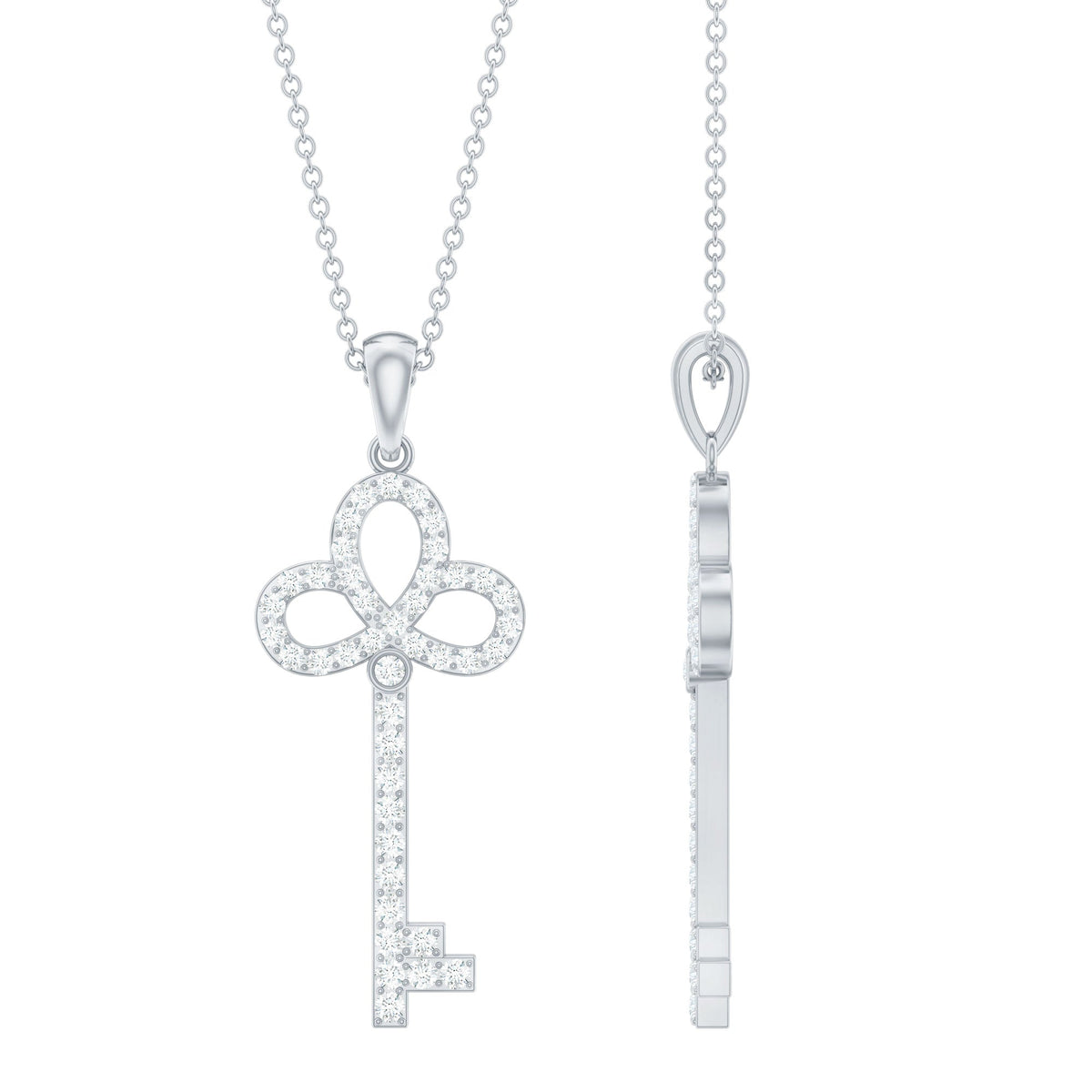 Certified Moissanite Key Pendant Necklace for her