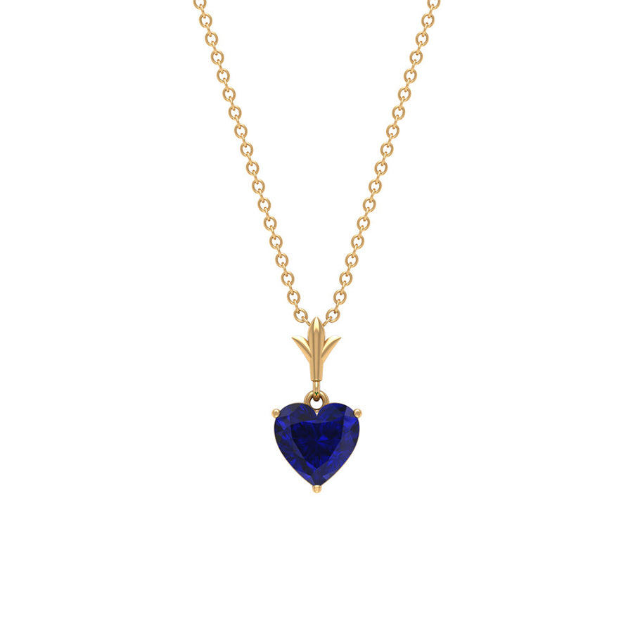 0.9 Carat Lab Grown Blue Sapphire Heart Necklace for Women