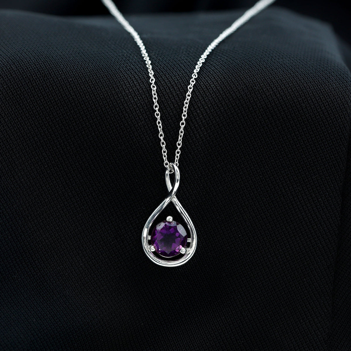 1.2 CT Real Amethyst Infinity Pendant Necklace