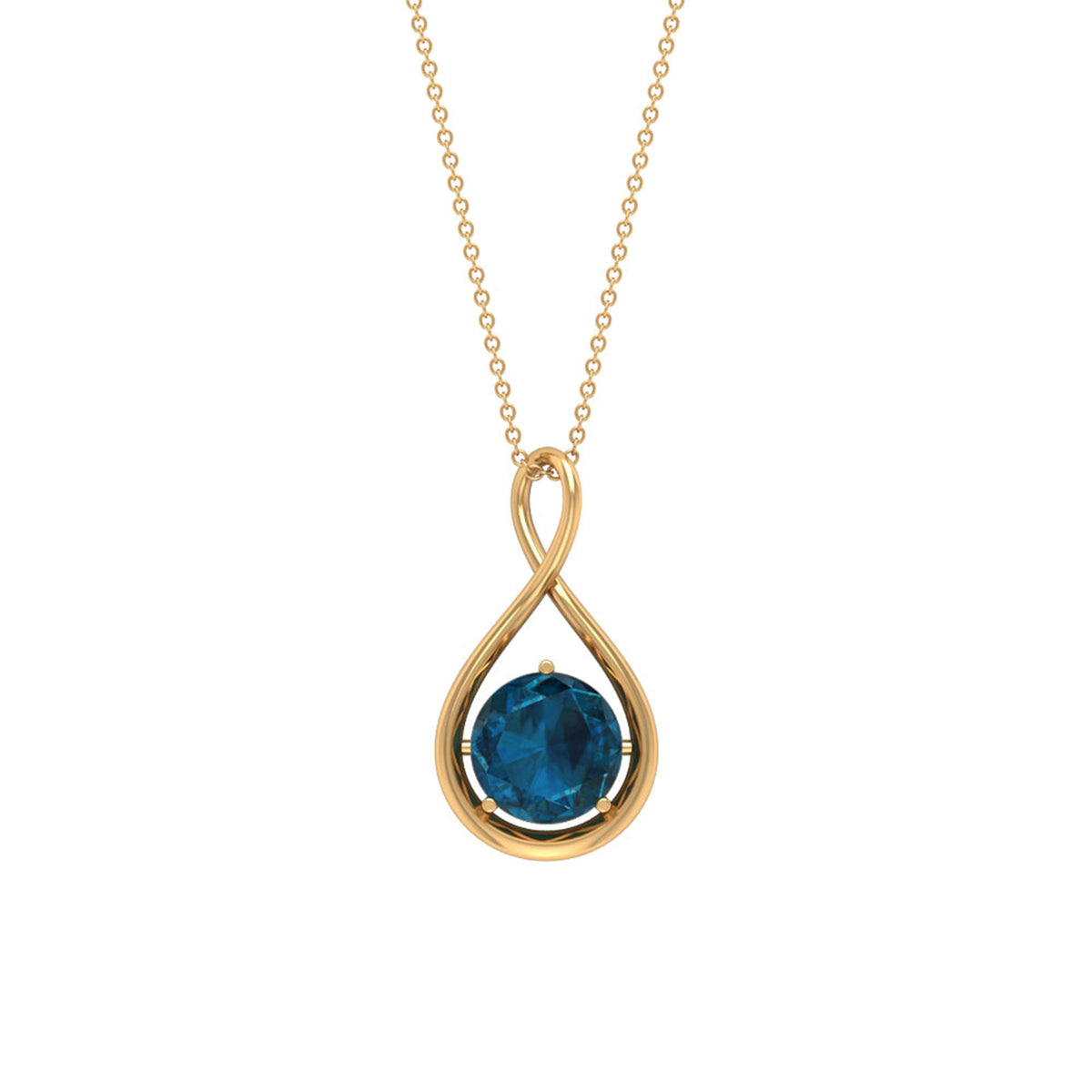 2 CT London Blue Topaz Infinity Pendant Necklace