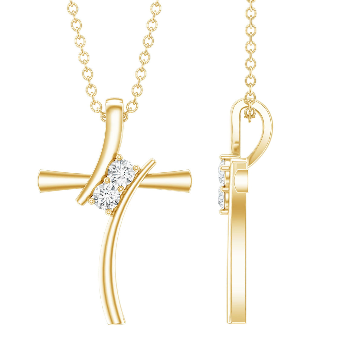 Certified Moissanite Cross Pendant Necklace With Chain