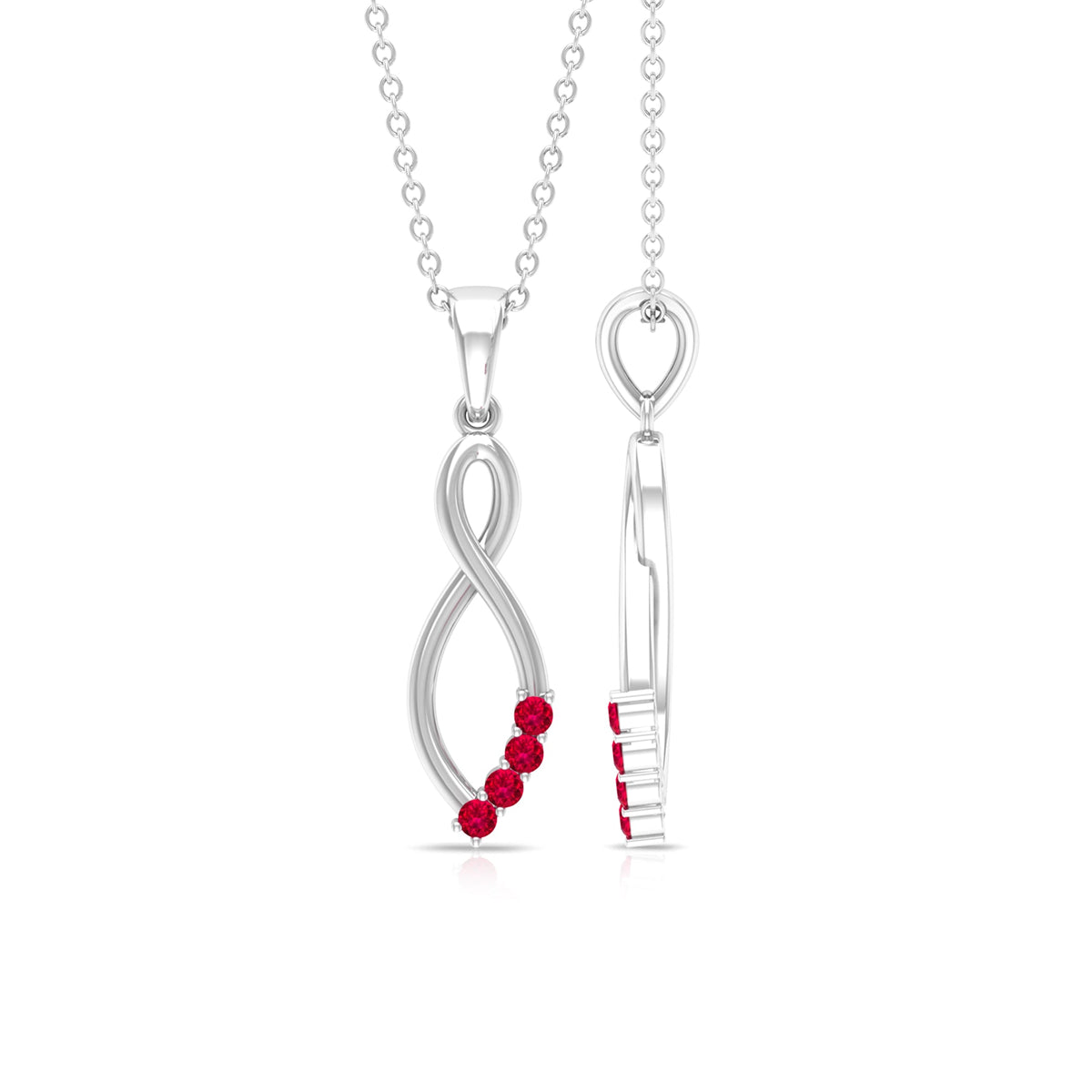 Classic Natural Ruby Infinity Pendant with Bail