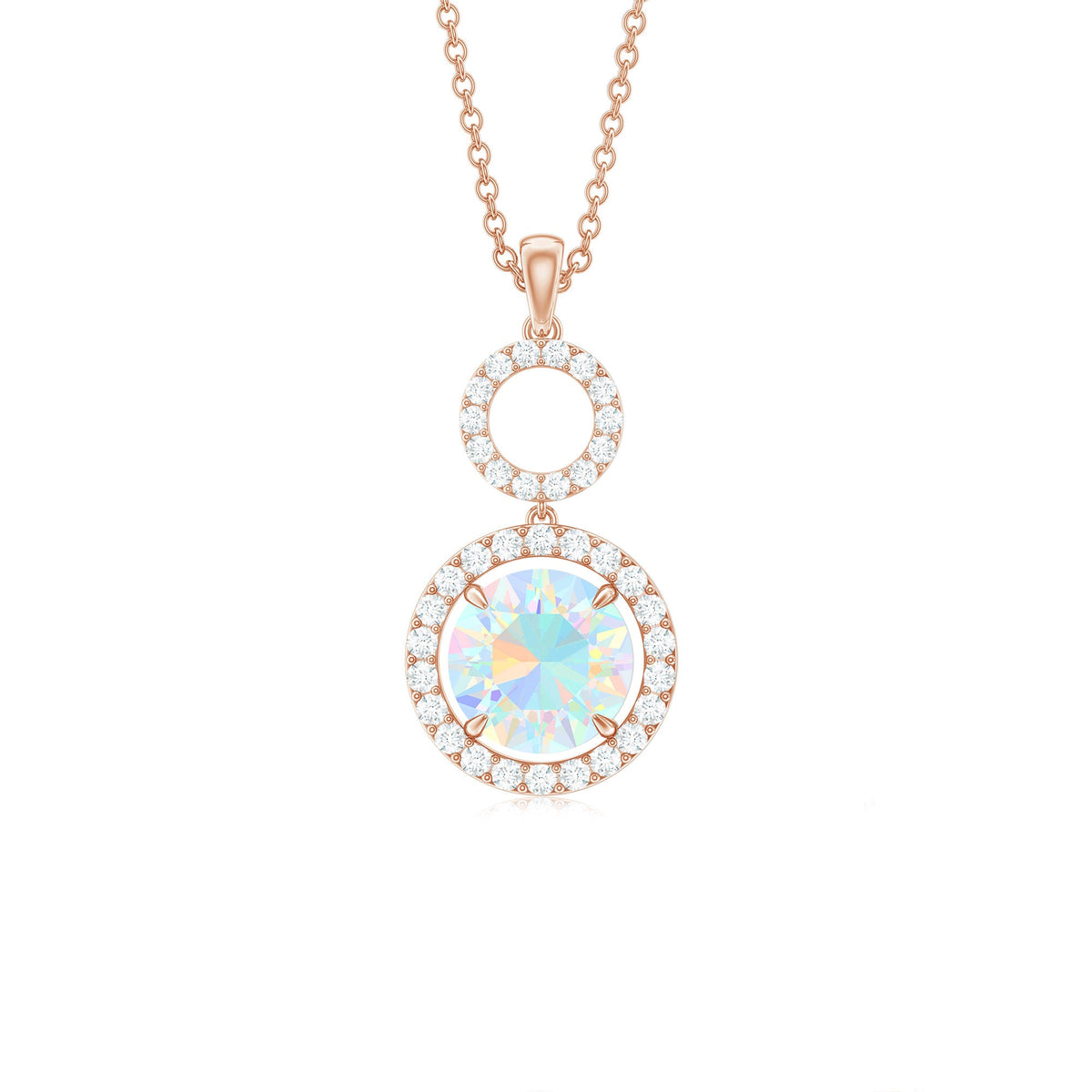 Natural Ethiopian Opal Drop Pendant Necklace with Diamond