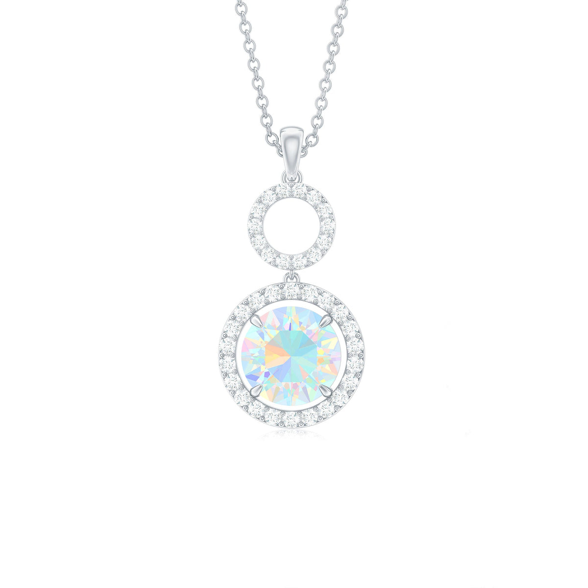 Natural Ethiopian Opal Drop Pendant Necklace with Diamond