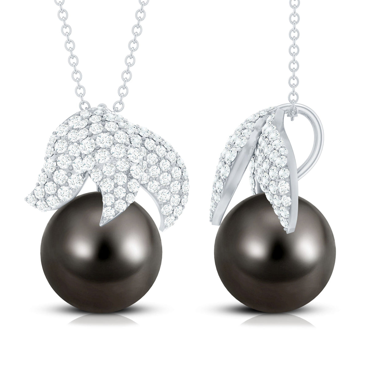 Handpicked 8 Carat Black Pearl and Diamond Necklace with Certificate