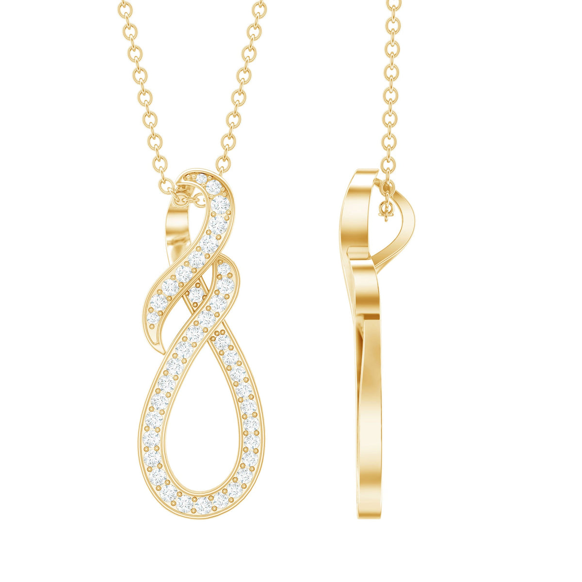 Natural Diamond Infinity Knot Pendant Necklace