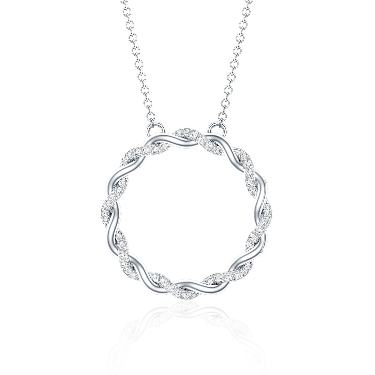 Diamond Twisted Eternity Necklace in Pave Setting
