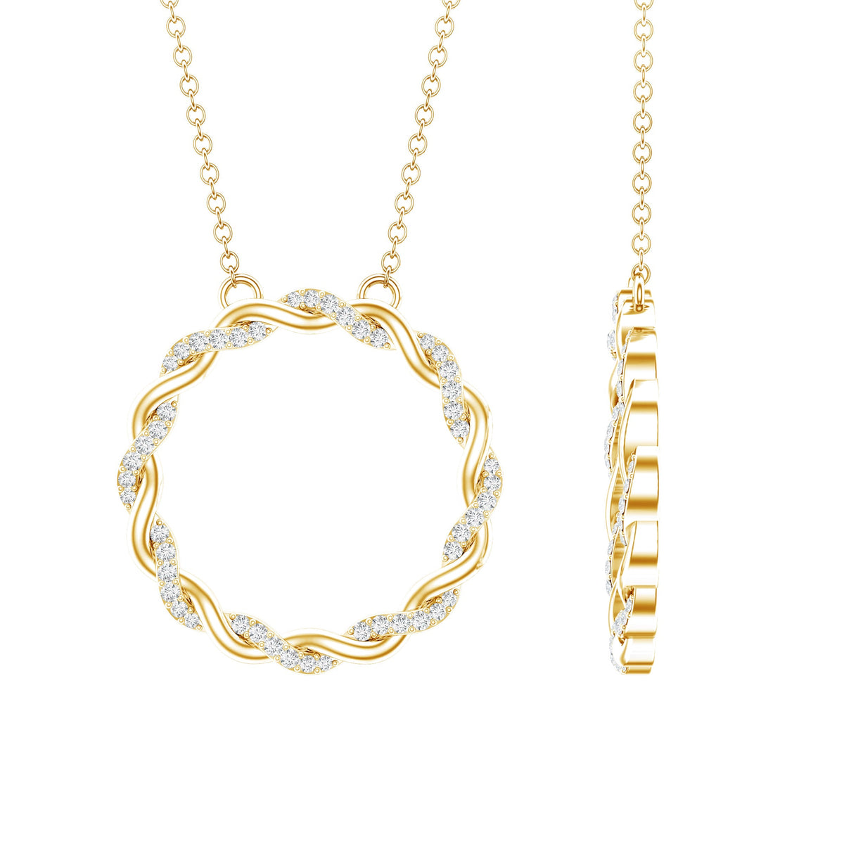 Diamond Twisted Eternity Necklace in Pave Setting