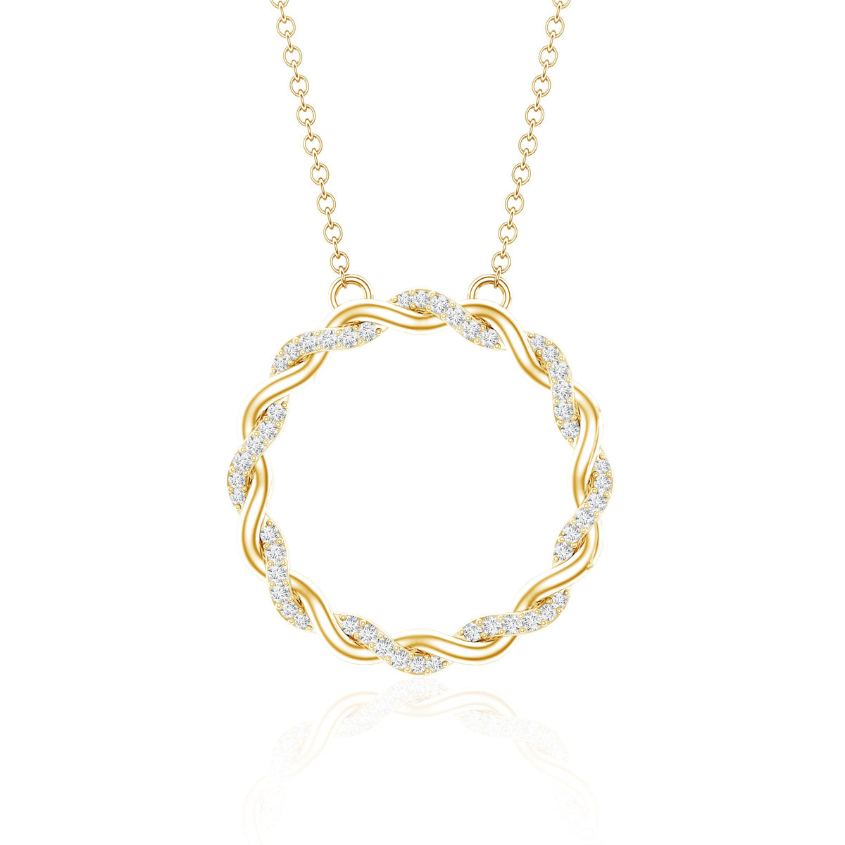Diamond Twisted Eternity Necklace in Pave Setting