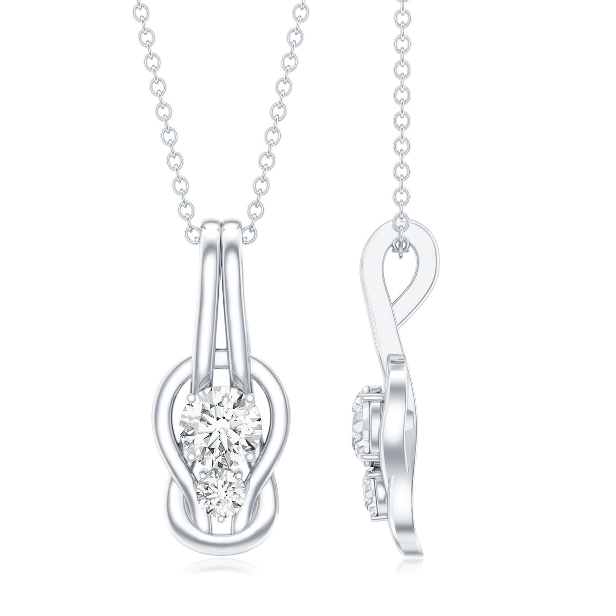 Certified Lab Grown Diamond Love Knot Pendant Necklace
