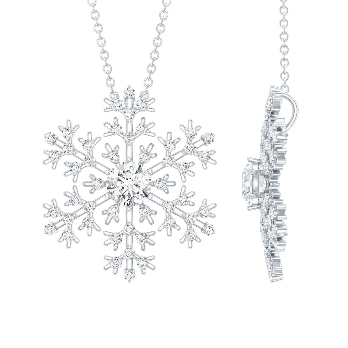 Lab Grown Diamond Snowflake Winter Necklace