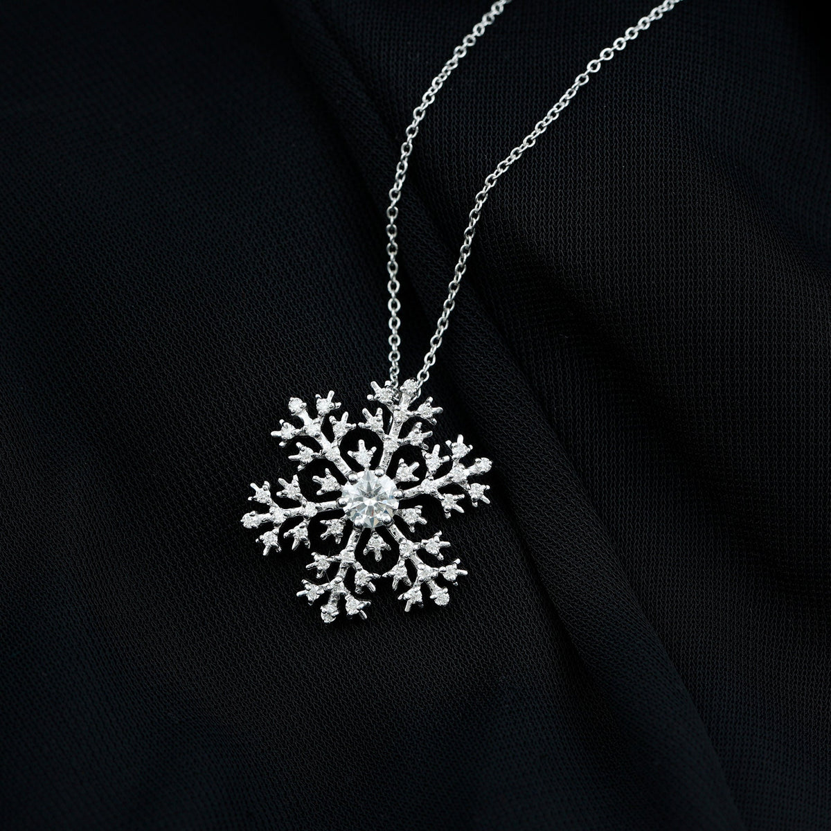 Lab Grown Diamond Snowflake Winter Necklace