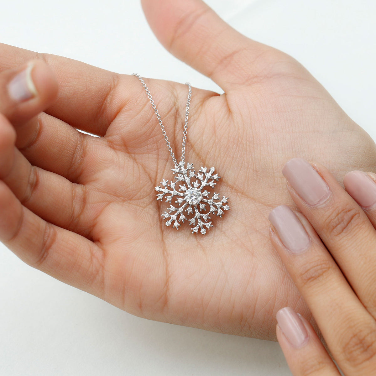 Lab Grown Diamond Snowflake Winter Necklace