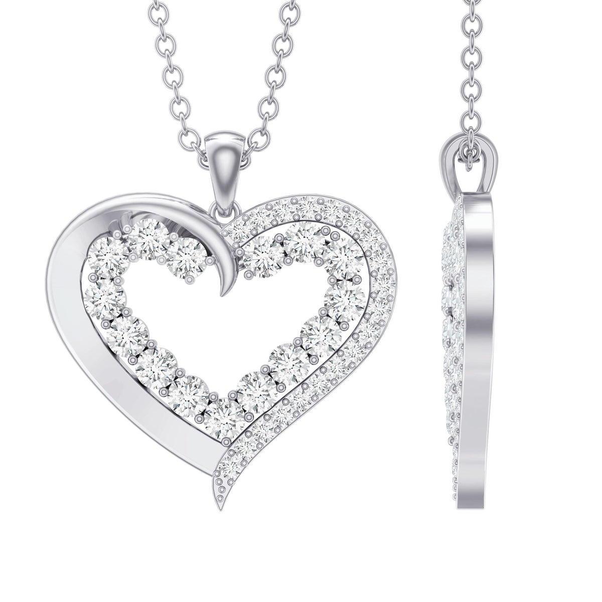 Certified Lab Grown Diamond Designer Heart Necklace For Women