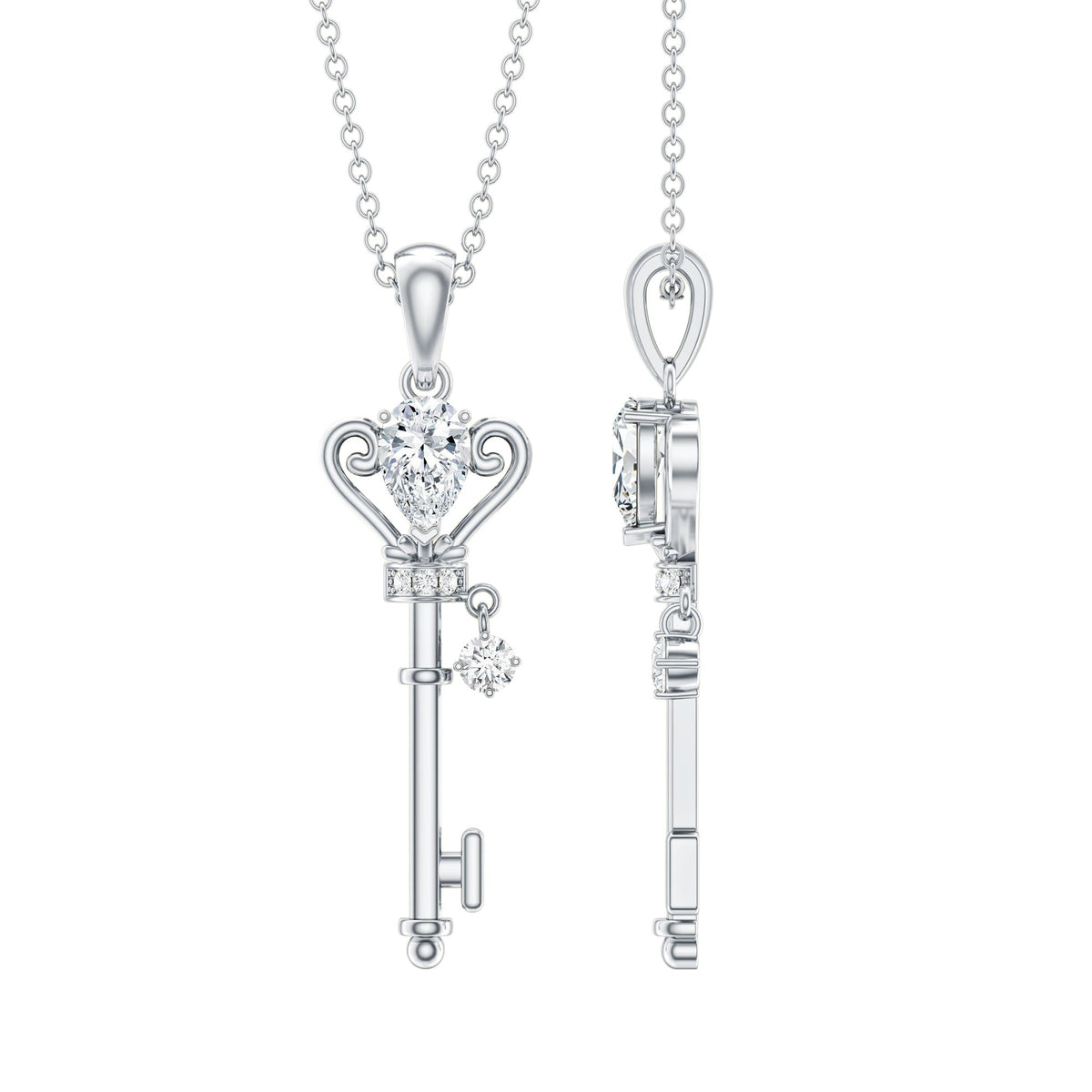 Certified Pear Shaped 0.6 Carat Lab Created Diamond Key Pendant