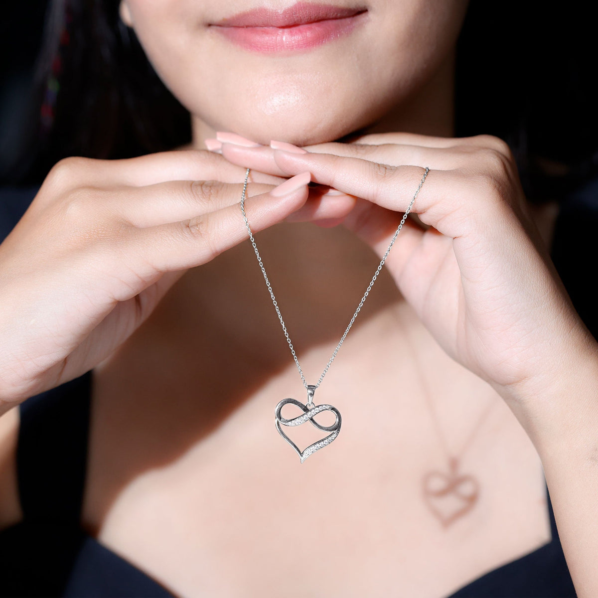 Certified Lab Grown Diamond Infinity Heart Necklace For Women