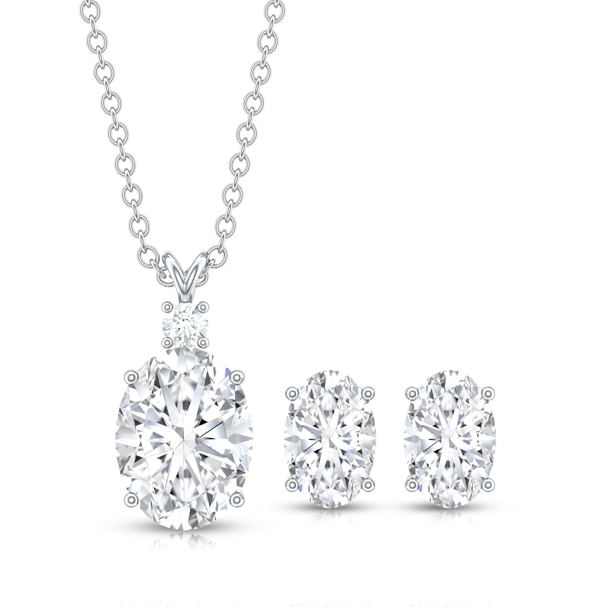Certified Oval Shaped Lab Grown Diamond Bridal Jewelry Set