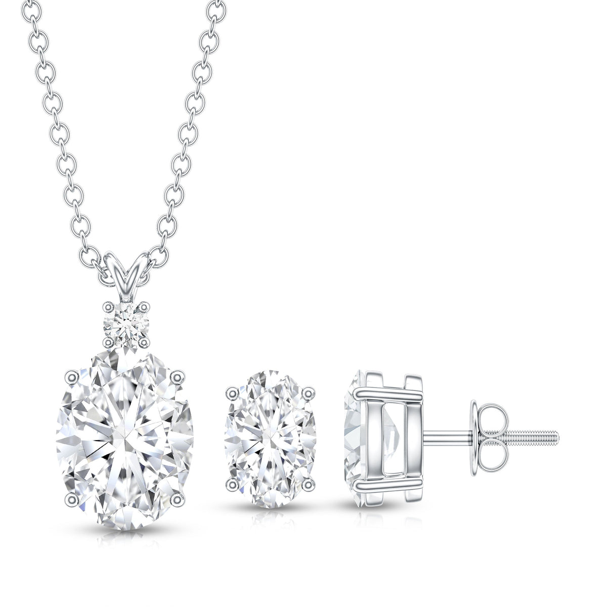 Certified Oval Shaped Lab Grown Diamond Bridal Jewelry Set