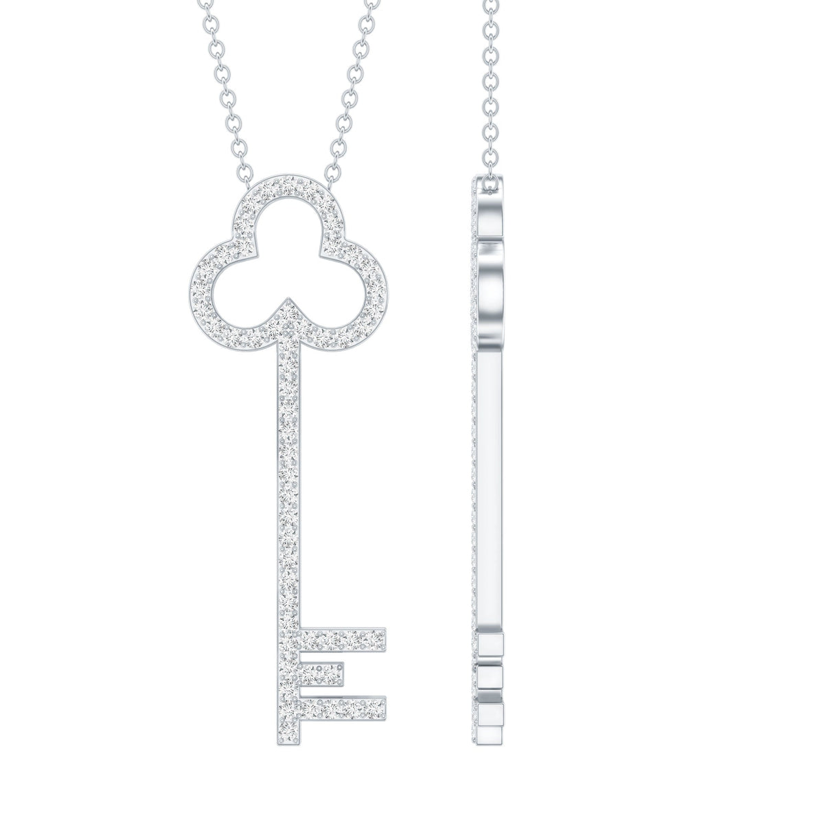Certified Lab Grown Diamond Key Necklace For Women
