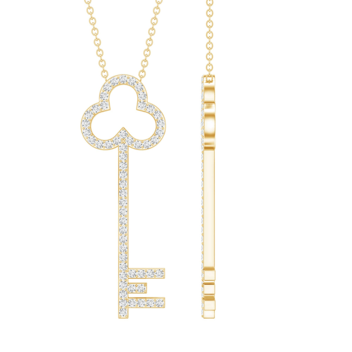 Certified Lab Grown Diamond Key Necklace For Women