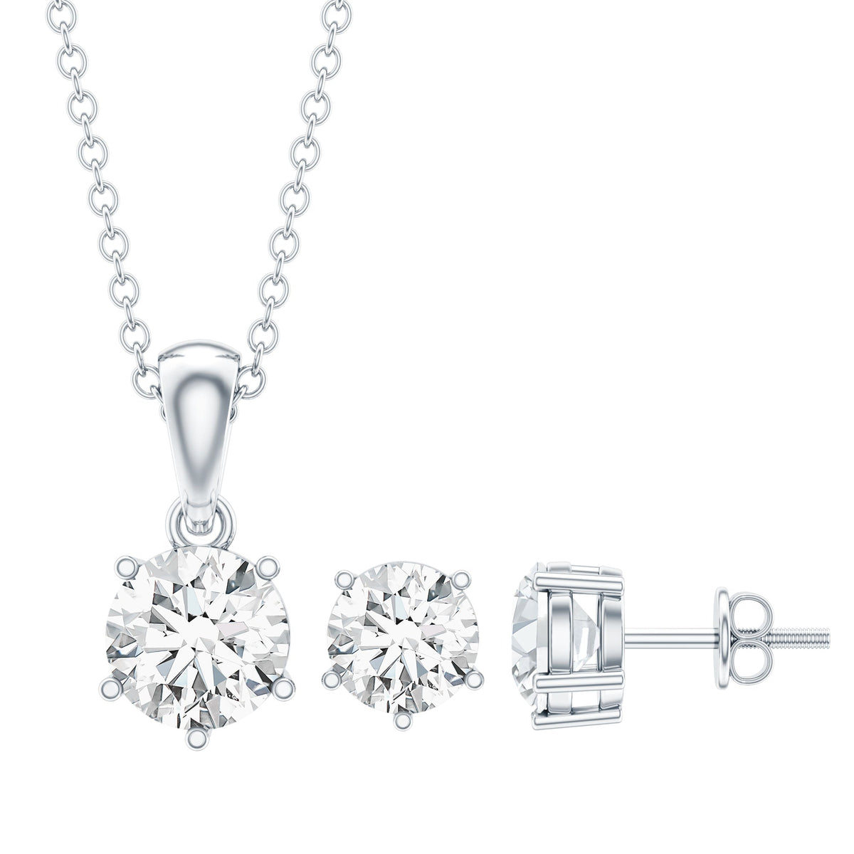 Certified Lab Grown Diamond Solitaire Necklace and Earrings Set