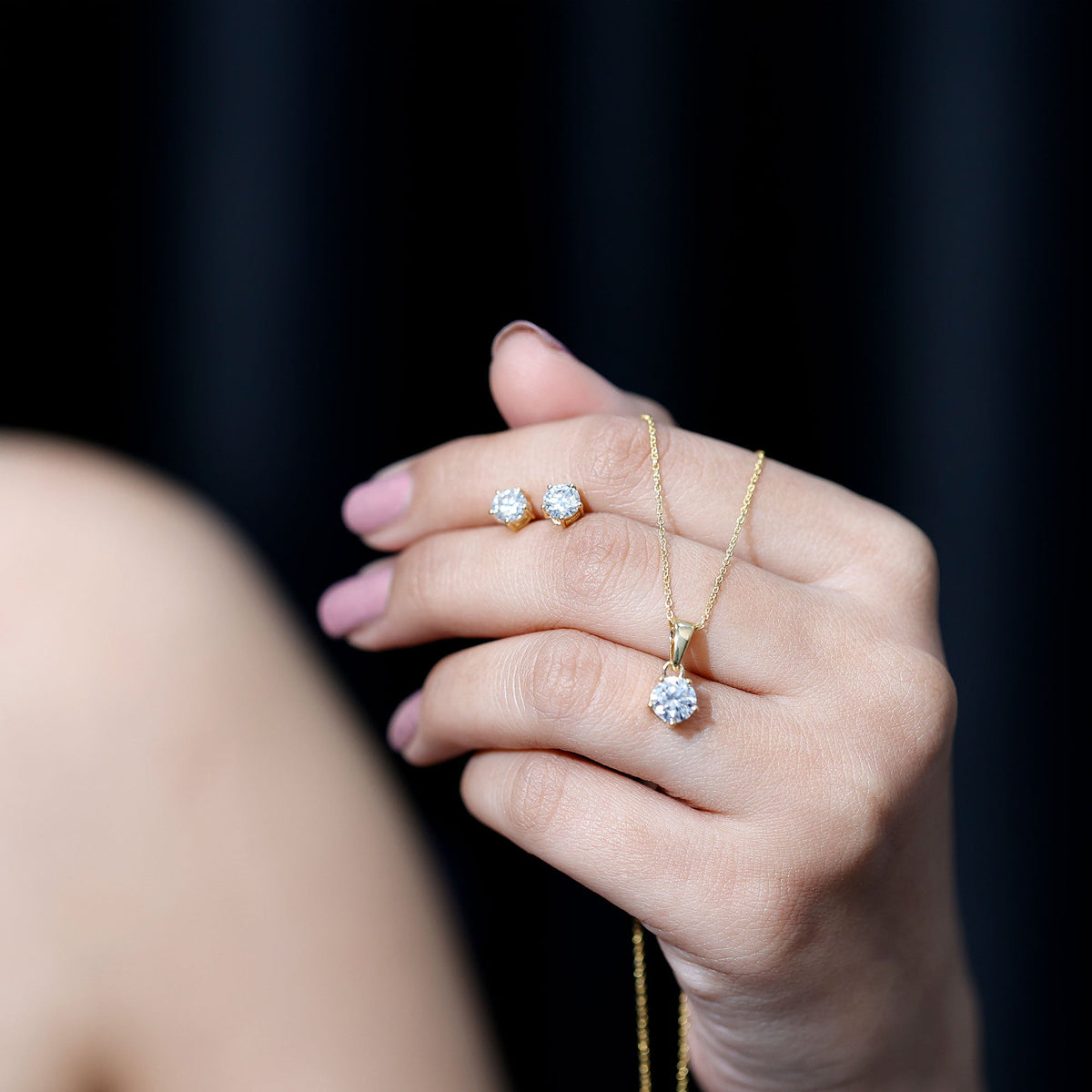 Certified Lab Grown Diamond Solitaire Necklace and Earrings Set