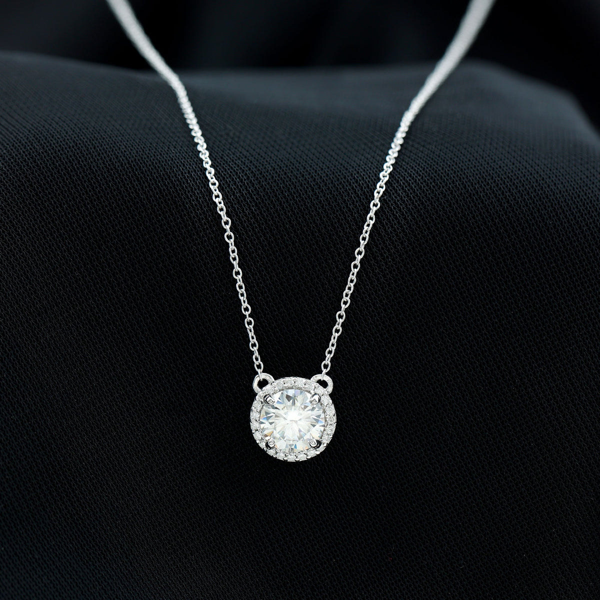 Certified Lab Created Diamond Halo Necklace For Bride