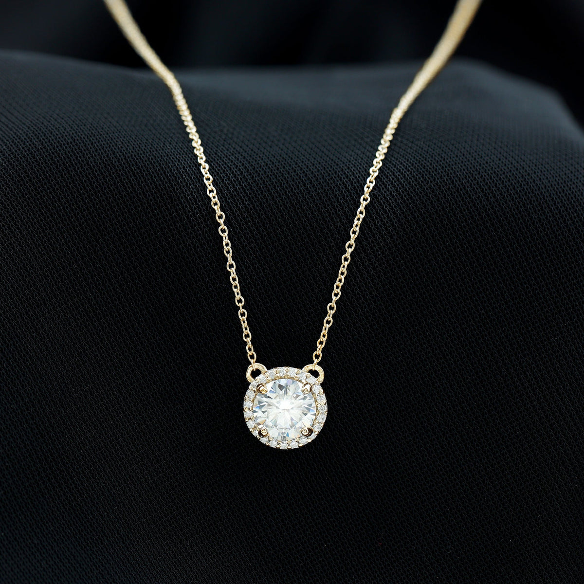 Certified Lab Created Diamond Halo Necklace For Bride