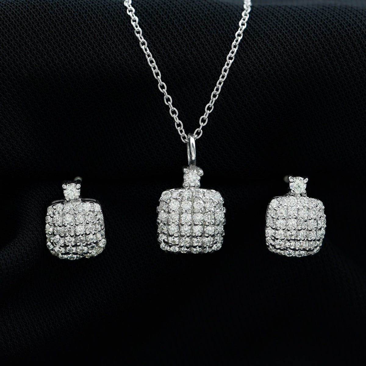 Certified Lab Grown Diamond Bridal Necklace Earring Set
