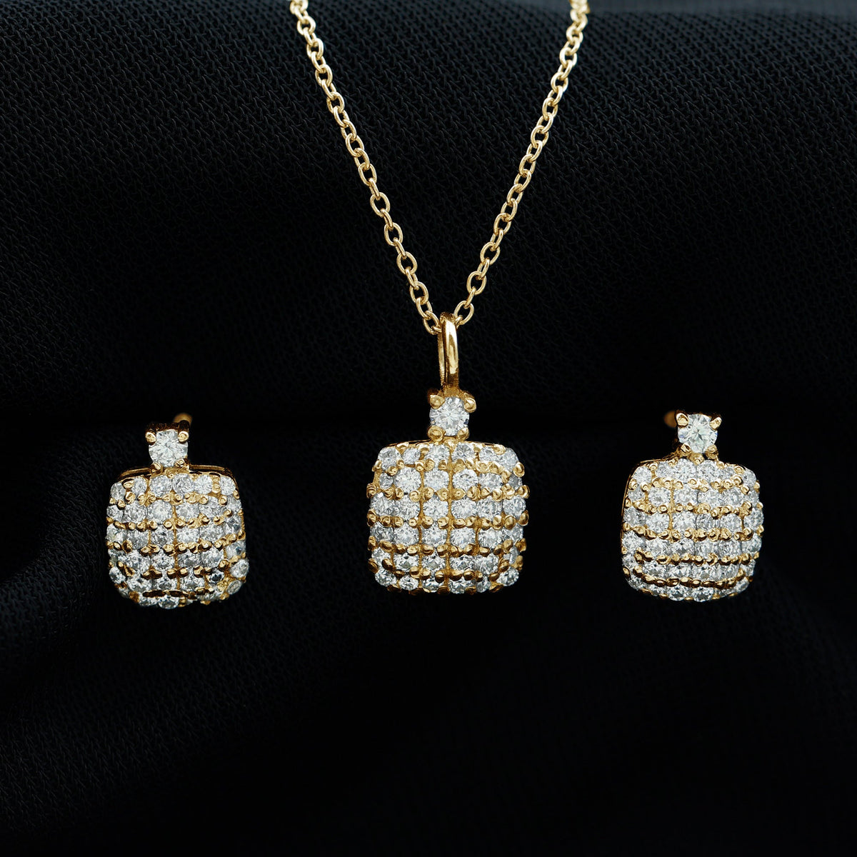 Certified Lab Grown Diamond Bridal Necklace Earring Set