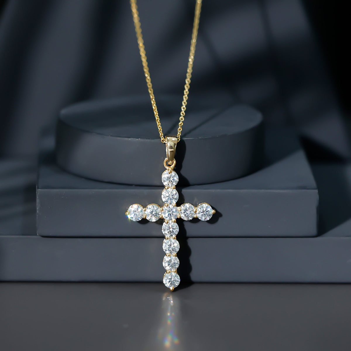 Lab Grown Diamond Catholic Cross Necklace for Women