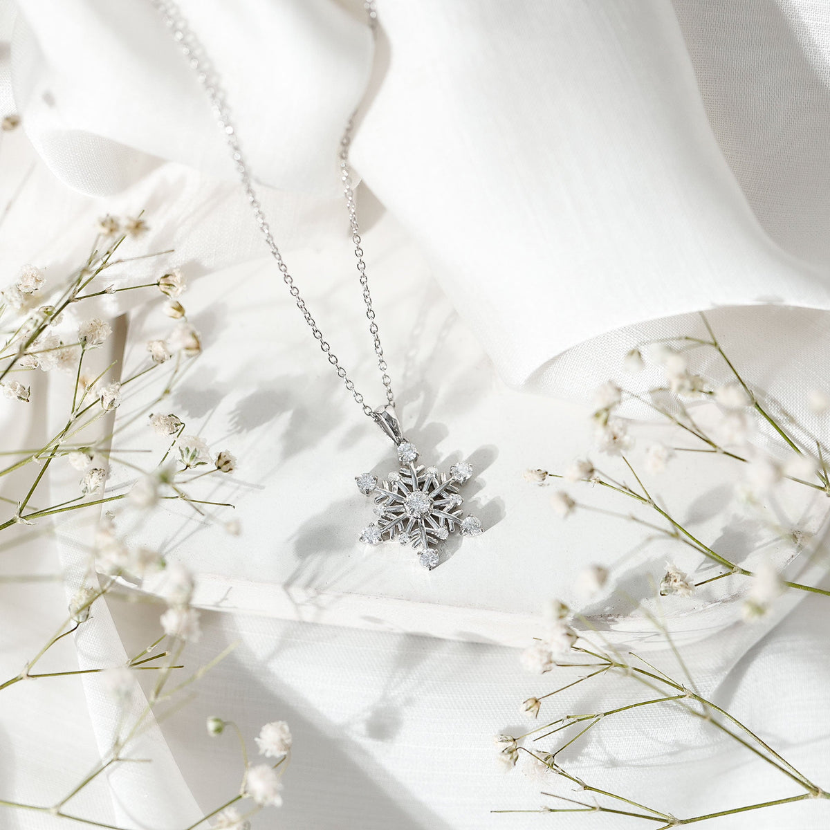 Lab Grown Diamond Snowflake Winter Necklace for Her