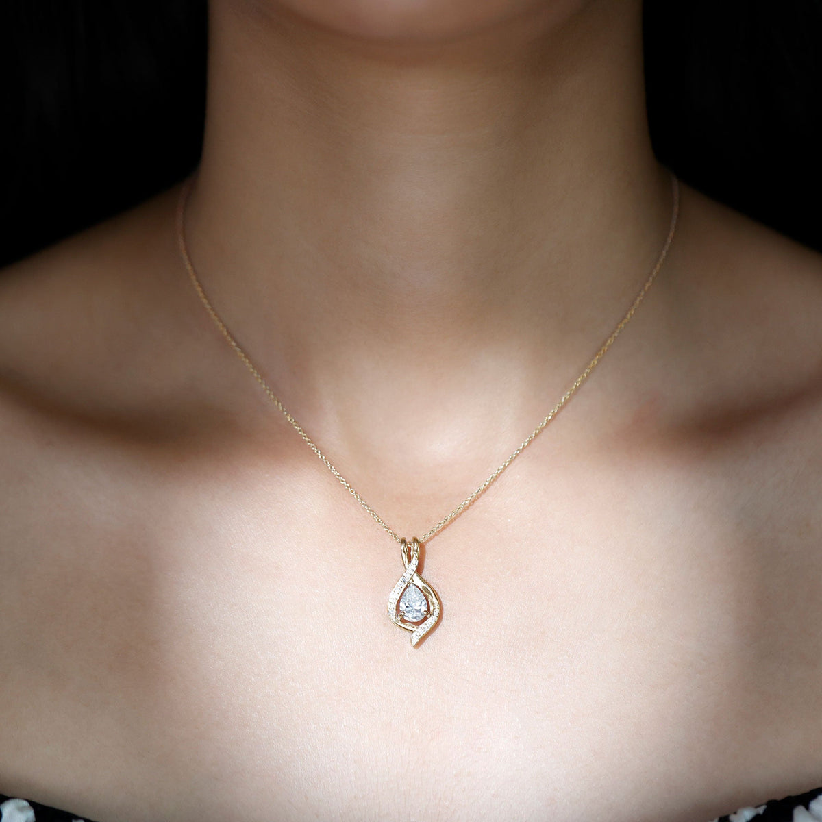 Lab Grown Diamond Teardrop Bridal Wedding Necklace