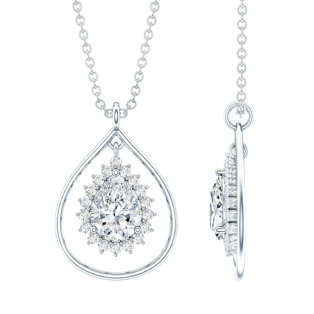 Pear Shape Lab Grown Diamond Teardrop Pendant Necklace