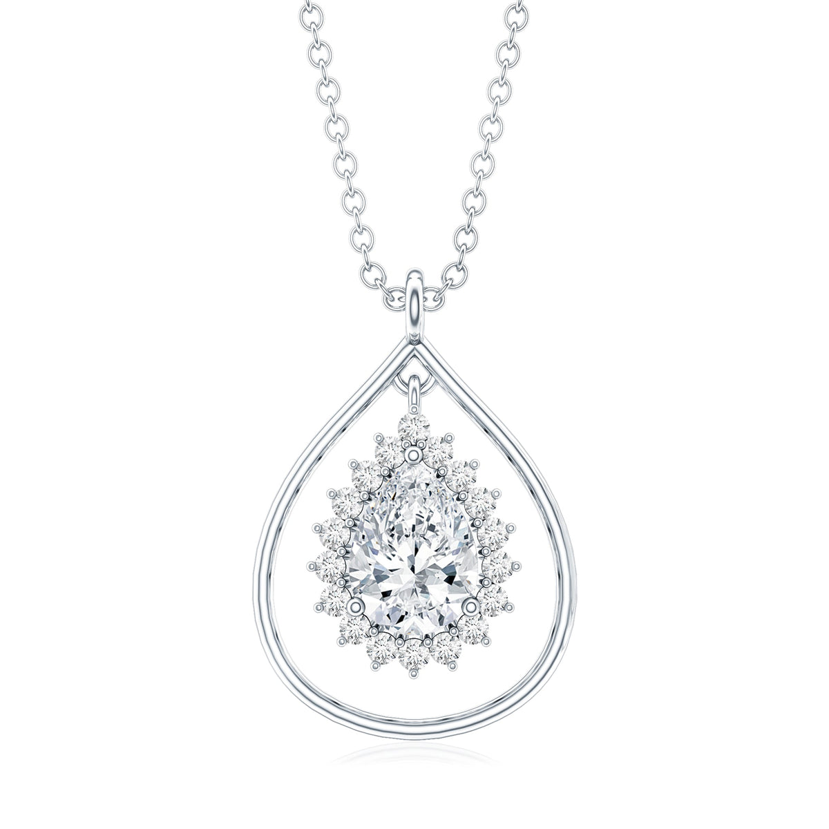 Pear Shape Lab Grown Diamond Teardrop Pendant Necklace