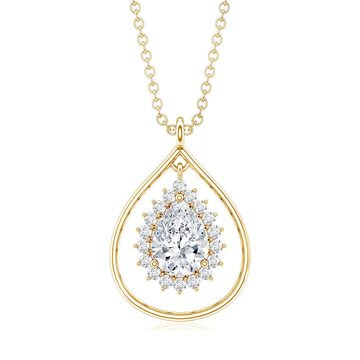 Pear Shape Lab Grown Diamond Teardrop Pendant Necklace