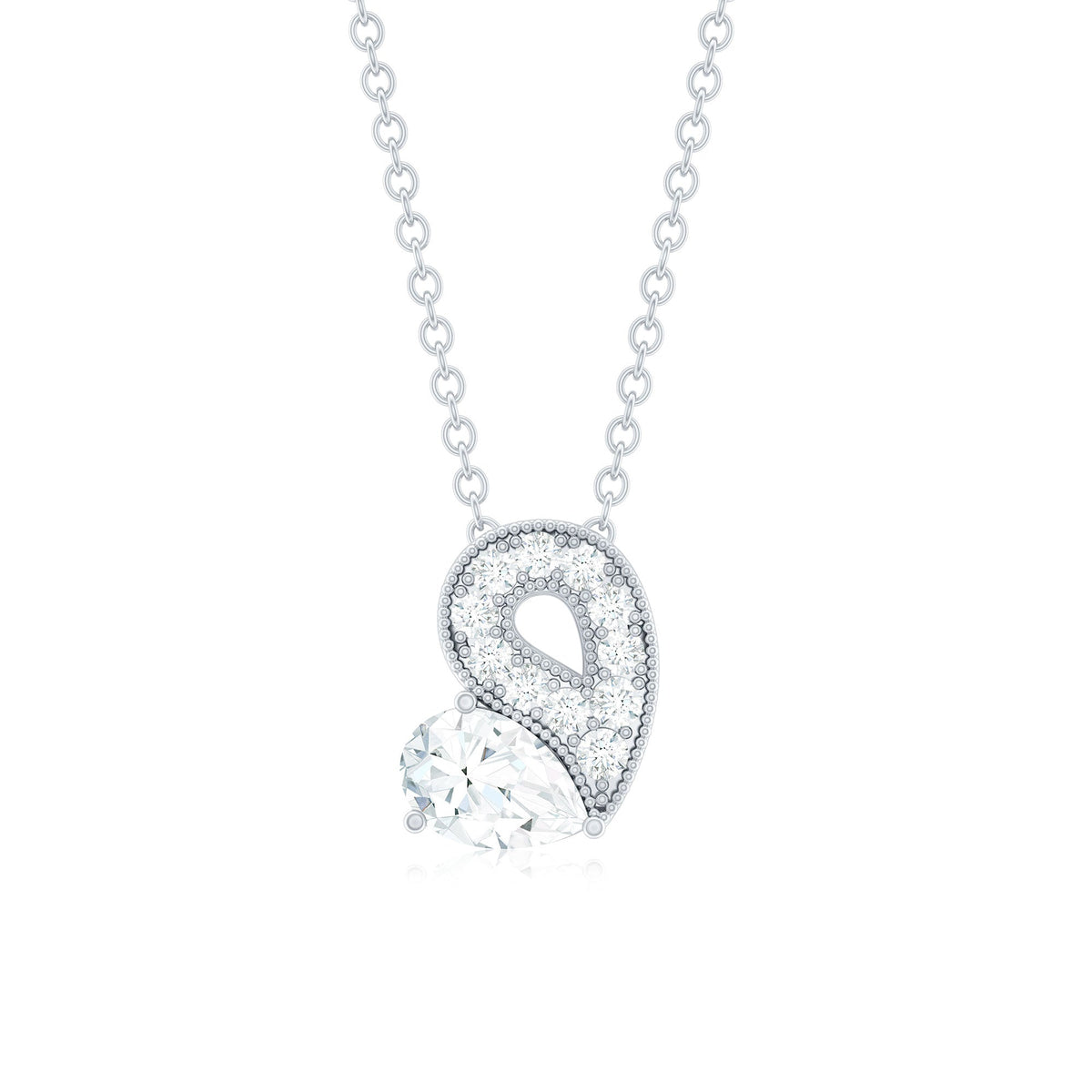 Lab Grown Diamond Pendant Necklace with Beaded Details