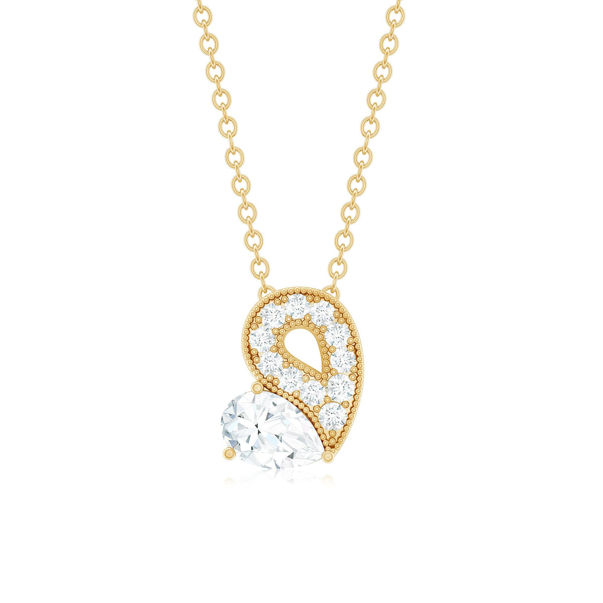 Lab Grown Diamond Pendant Necklace with Beaded Details