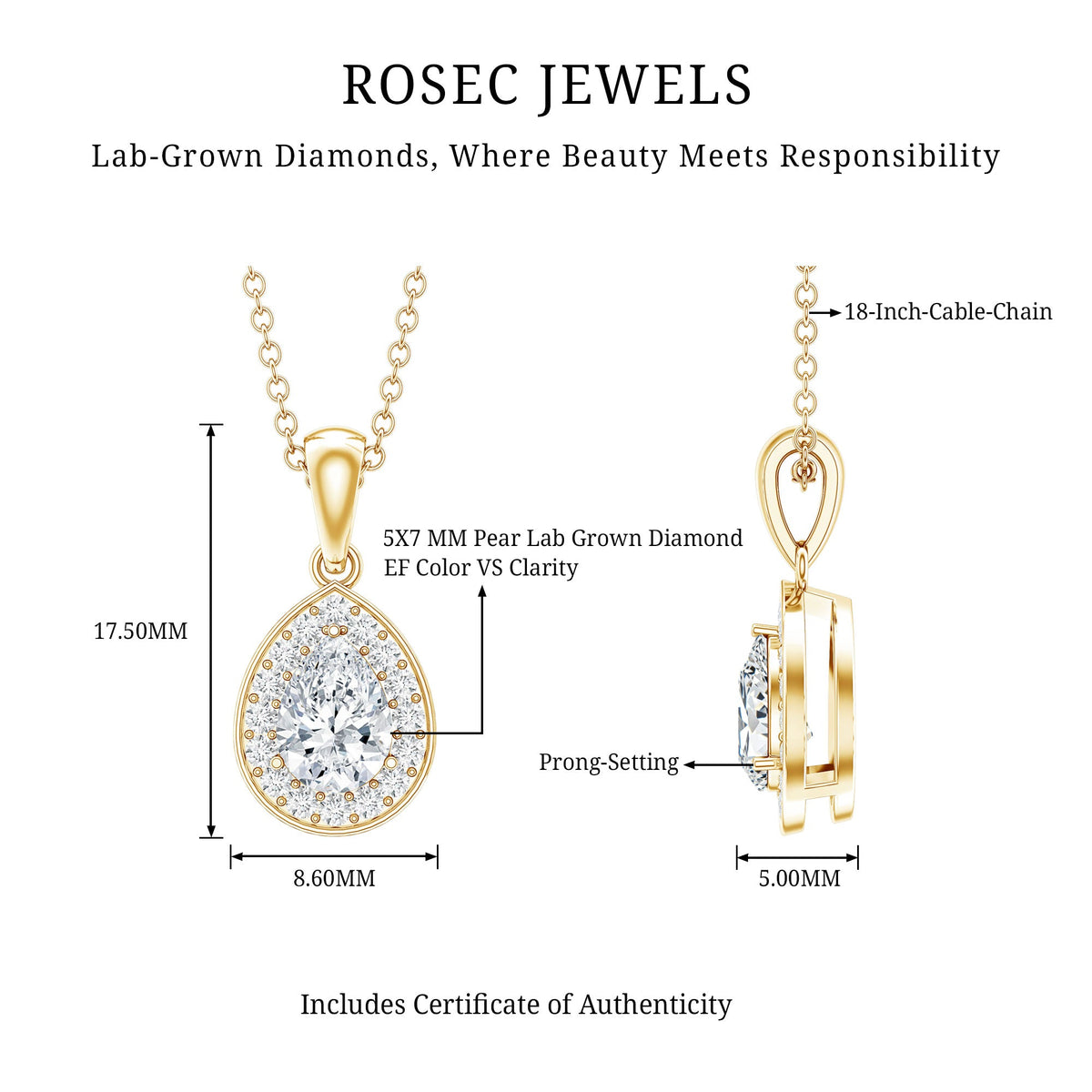 Minimal Lab Grown Diamond Teardrop Halo Pendant