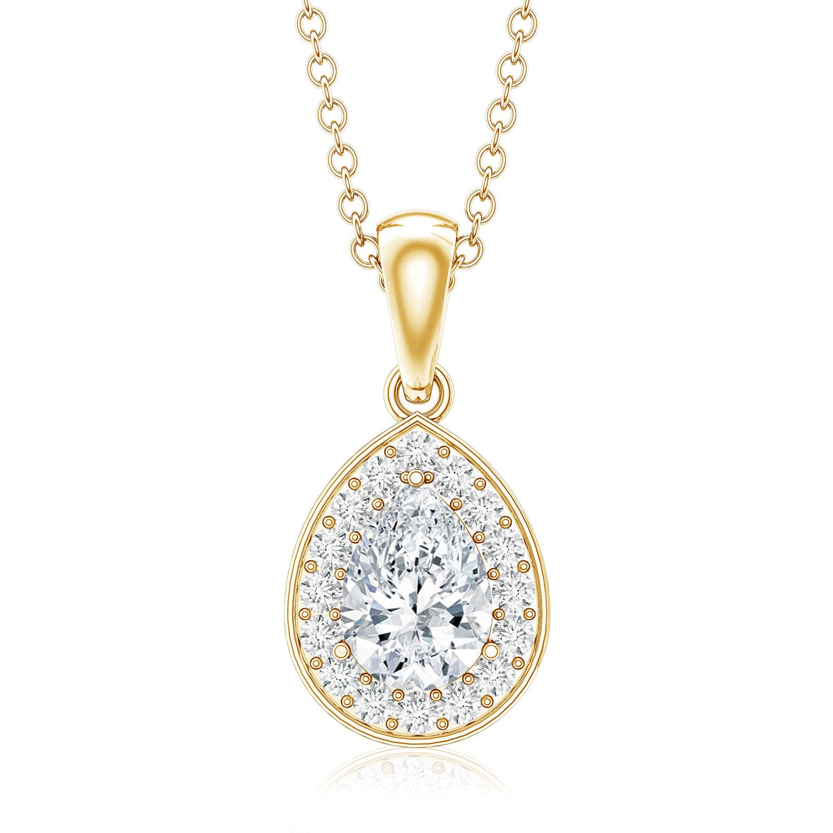 Minimal Lab Grown Diamond Teardrop Halo Pendant