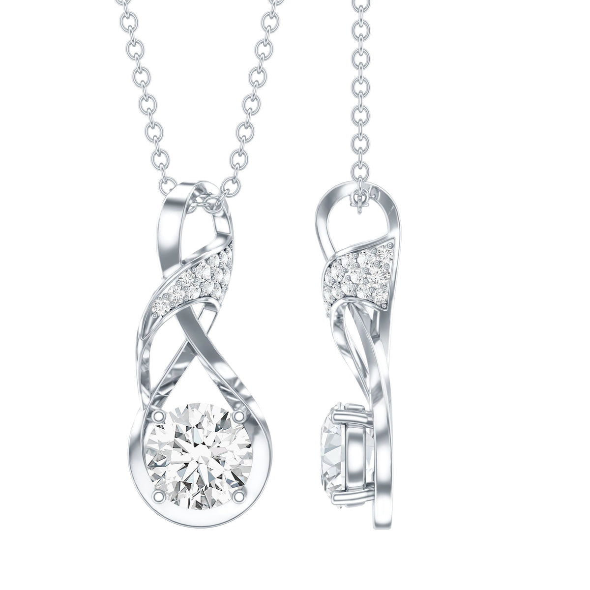 Certified Moissanite Infinity Necklace with Chain