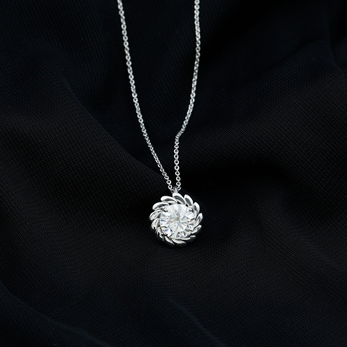 Certified 2 Carat Moissanite Solitaire Necklace with Silver Chain