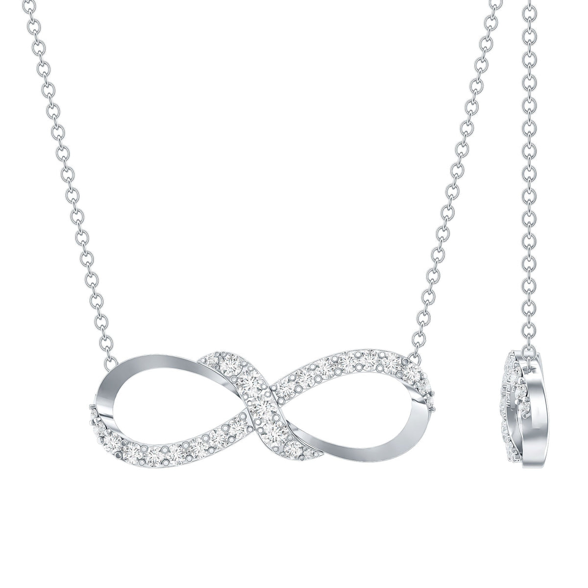 Moissanite Infinity Necklace with Silver Chain