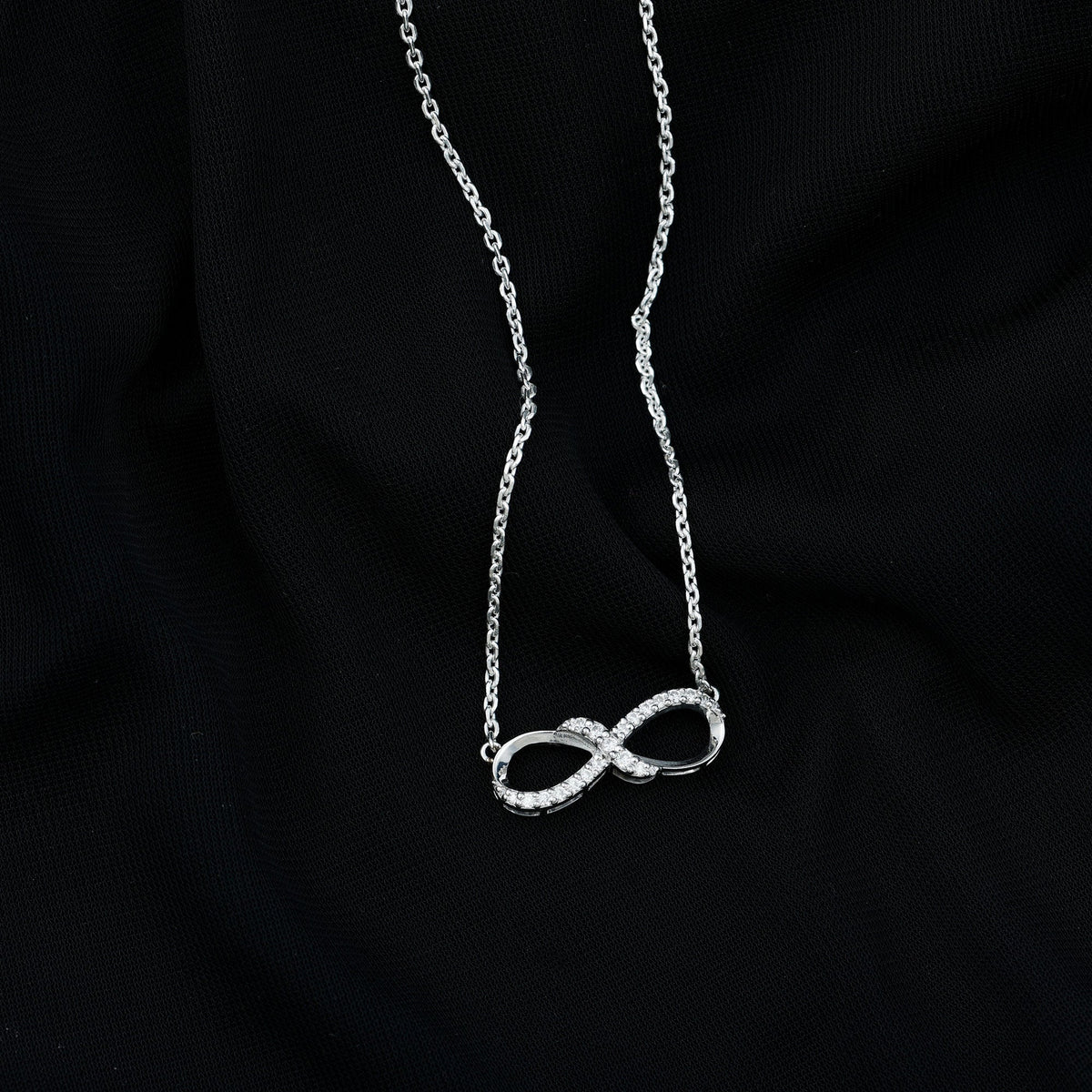 Moissanite Infinity Necklace with Silver Chain