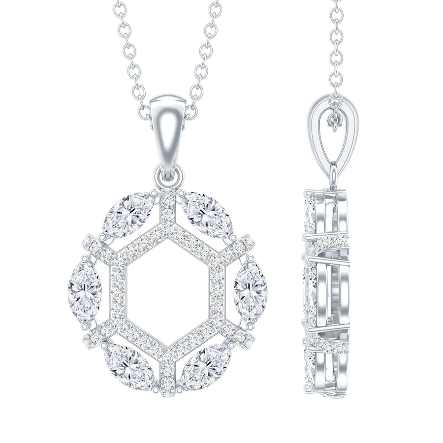 Womens Moissanite Designer Eternity Necklace with Silver Chain