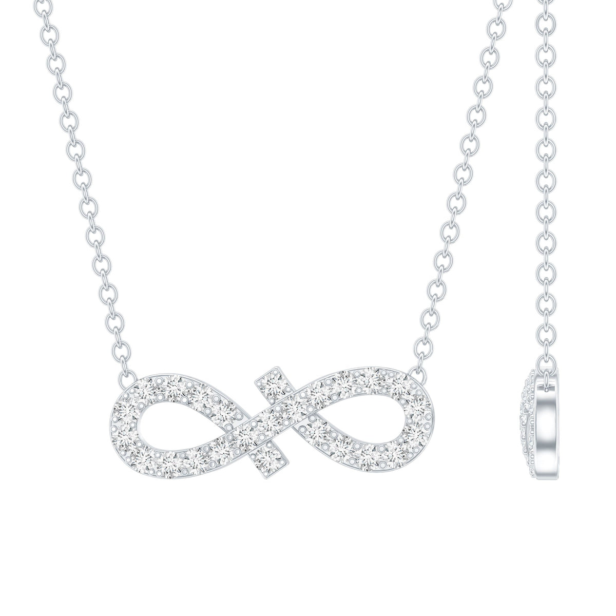 Moissanite Infinity Stackable Necklace in 14K Gold Plated Silver