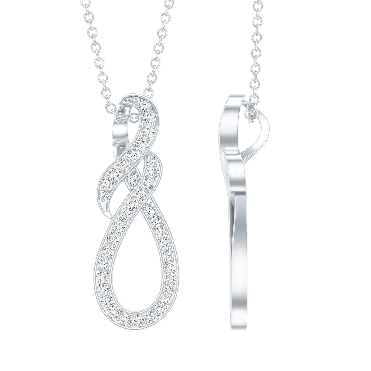 Certified Moissanite Infinity Pendant Necklace with Silver Chain