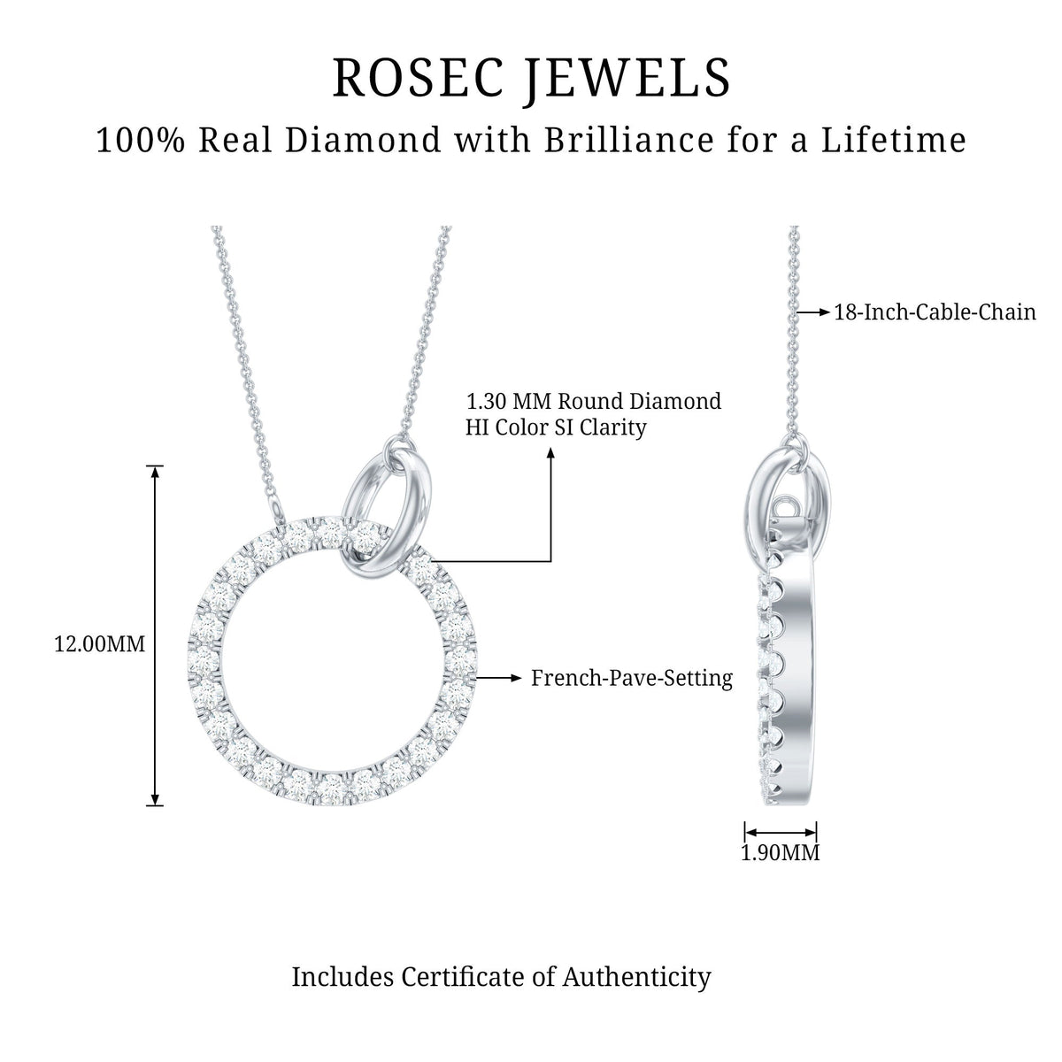 Natural Diamond Eternity Necklace for Women