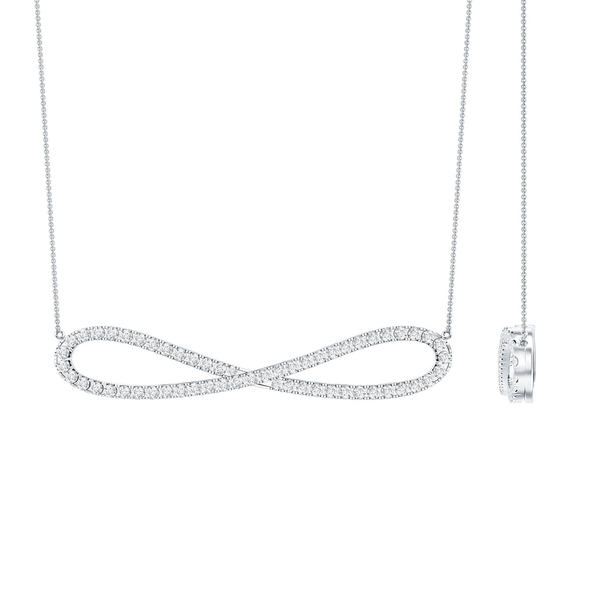 Diamond Sideway Infinity Pendant Necklace