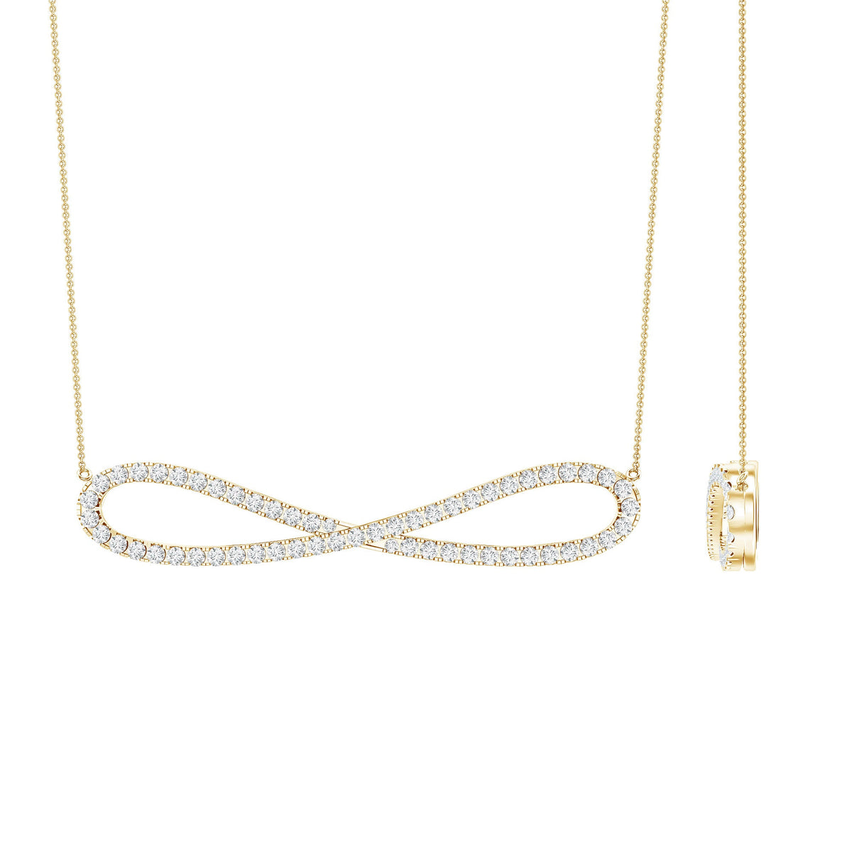 Diamond Sideway Infinity Pendant Necklace